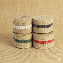 Jute band met streep 5 cm x 2,5 meter